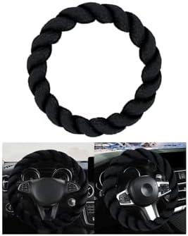 Alieemo Luxury Fluffy Winter Car Steering Wheel Cover for Women Soft Warm Plush Cute Auto Accessories for Vehicle, Sedan,Universal,Fuzzy,Black,Anti Slip (Black)