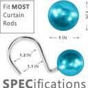 Teal Blue Shower Curtain Hooks : 12 Pcs Turquoise Aqua Pearl Ball Design Rustproof Stainless Steel Rings Decorative Bathroom Accessories for Boho Coastal & Modern Dcor