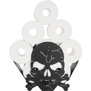 Sumnacon Toilet Paper Holder Metal Toilet Paper Storage Freestanding Toilet Paper Roll Holder Decorative Toilet Paper Holder Stand Whimsical Skull Toilet Paper Organizer for Bathroom Counter Floor