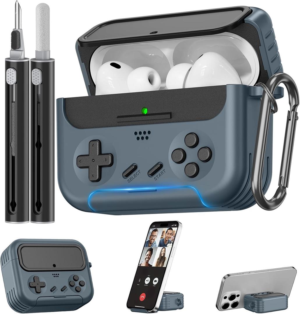 Inesore for Airpods Pro 3 Case Cover with Cleaner Kit,with Lock for Airpod Pro 3 (2025),Classic Cool Funny Game Console Hard Air Pods Pro 3 Case for Men Boy (Black)