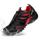 FENLERN Trail Running Shoes for Men Waterproof Lightweight Non-Slip Outdoor Hiking Trekking Sneakers(10.5 Men, Black Red)