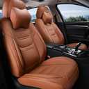 TIEHESYT Car Seat Covers Full Set, Breathable Leather Automotive Front and Rear Seat Covers & Headrest for Reduce The Driving Fatigue, Compatible with Most Vehicles, Cars (Brown, Front Pair)