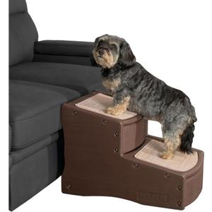 Pet Gear Easy Step II Pet Stairs, 2 Step for Cats/Dogs up to 150 Pounds, Portable, Removable Washable Carpet Tread, No Tools Required, Espresso