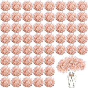 WEISPARK 100PCS Artificial Hydrangea Flowers, Fake Flowers Silk Hydrangea Full Flowers Heads with Stems for Wedding Home Party Shop Baby Shower Decor (Light Pink)