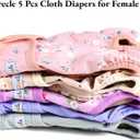 Female Dog Diapers 5Pcs - Premium Reusable Diapers for Doggie in Heat - Highly Absorbent Dog Diapers Female for Pet Incontinence with Adjustable Snaps,Flowers M