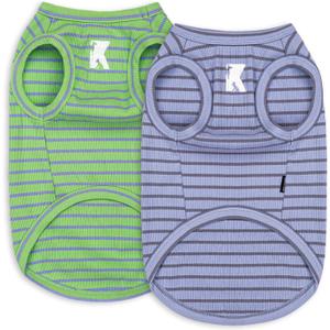 Koneseve Dog Shirt 2 Pack Breathable Sleeveless Vest, Stretchy & Soft, Purple & Vivid Green Size, M