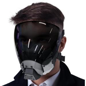 AOUTACC Punk Airsoft Mask, Punk Gothic Costume Mask for Men, Anti-Fog Detachable Half Face Mask, Futuristic Mask for Halloween Party Cosplay Techwear Music Festival Accessories