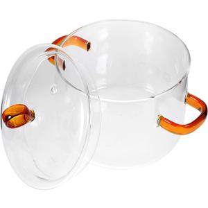 Glass Cooking Pot - 50oz Glass Stock Pot with Lid, Non-Stick Stovetop Cooking Pot, Kitchen Small Saucepan for Milk, Pasta, Soup 5.9 x 5.9 x 6.5inch