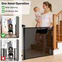 Retractable Baby Safety Gate, 33.8" Tall Extends to 55" Wide, Dual Lock, Adjustable Mounting, Extendable Pet Gate for Hallways, Stairs, Indoor & OutdoorBlack