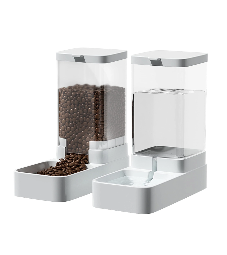 Automatic Cat Feeder and Water Dispenser in Set,Automatic Food Feeder and Waterer Set 3.3L with Pet Food Bowl for Small Medium Dog Pets Puppy Kitten Large Capacity