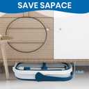 Collapsible Mop and Bucket Set with Scrub Mop and Brush, Tile Laminate Hardwood Floor Brush and Flat Mops for Floor Cleaning, Foldable Bucket with Washable Microfiber Mop(Blue)
