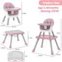 Gofirst 6 in 1 Baby High Chair,Convertible High Chairs for Babies and Toddlers/Booster Seat/Table and Chair Set,Baby Feeding Chair/5-Point Harness,4-Position Removable Tray&PU Cushion Baby Highchair (Pink)