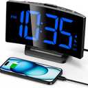 GOLOZA Upgraded Digital Alarm Clock for Bedrooms, Digital Clock with Customizable Night Mode, 5 Levels Brightness+Off, 2 Volume, 3 Alarm Tones, Snooze, USB Charging Port, Power-Off Memory, 12/24H/DST (Dark Blue Digit)
