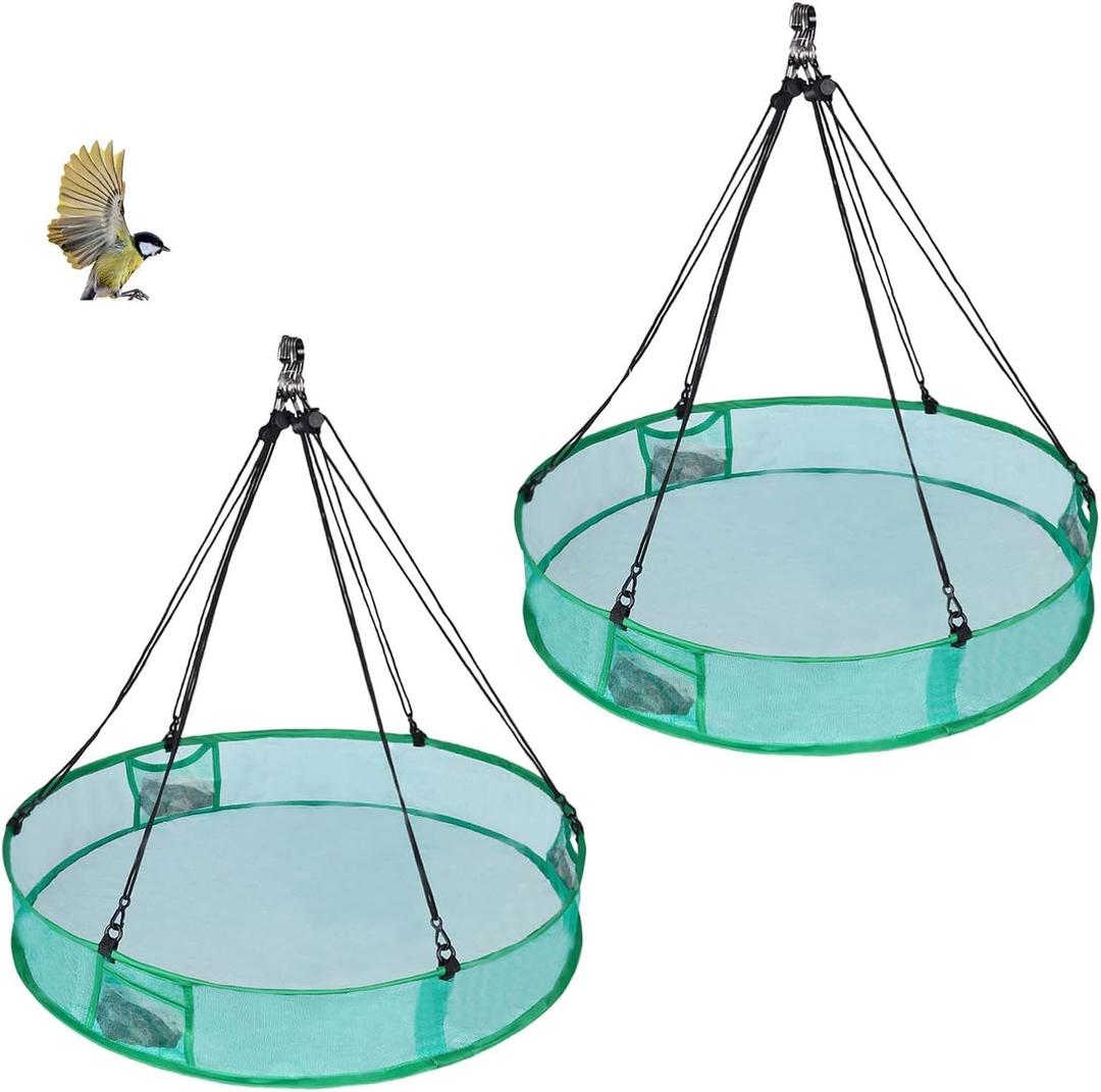 2Pcs Bird Seed Catcher for Outdoor Feeders, Bird Feeder Trays to Catch Seed, Upgraded Version Can Prevent Strong Winds. (24 inches)