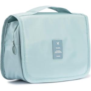 L&FY Hanging Travel Toiletry Bag Women's Cosmetic Organizer Makeup Pouch Men's Shaving Kits With Handle(Lake Blue)