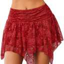 Avidlove Lace Mini Skirts for Women Flowy Skirt Boho Layered Asymmetrical Short Skirt Size M