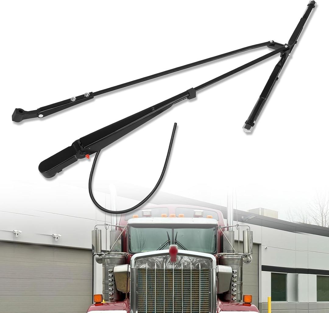 Front Right Windshield Wiper Arm Fit for Kenworth T600 T660 T800 W900, 1985-2015 - Replace R23-1029-23 R23-1035-23 Windshield Wiper Arm with Spray Nozzle and Blade