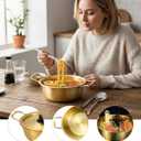 Korean Ramen Cooking Pot, Korean Noodle Pot Ramen Cooking Pots Instant Noodle Pots With Lid Spoon And Chopsticks (1pair) For Kitchen Cookware (9.6 x 3.5 Inches)