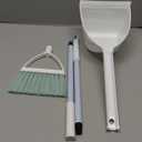 Mini Broom with Dustpan for Kids,Little Housekeeping Helper Set (White+Green)