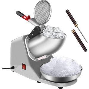 VIVOHOME Electric Ice Shaver Snow Cone Maker Machine Silver 143lbs/hr with Ice Pick for Home and Commercial Use