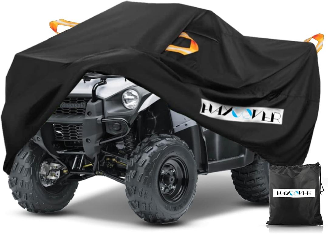 ATV Cover, Waterproof for Polaris Sportsman Yamaha Grizzly Honda FourTrax Kawasaki KFX Wheel Car with Air Vents Reflective Strips and Buckle Straps Length up to 83 inches