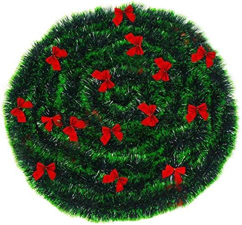 Christmas Garland with Red Bows,Artificial Greenery Pine Garland Decor for Mantle Stair Fireplace Home Party Decoration…