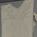 GEMBERA Women's Deep V Neck Long Sleeve Bodysuit Ribbed Knit Bodycon Basic Bodysuit Tops (X-Large, Cream)