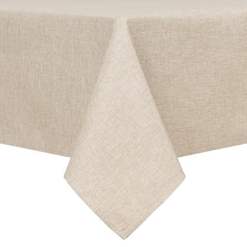 Hiasan Faux Linen Rectangle Tablecloth - Wrinkle and Stain Resistant Washable Table Cloth for Kitchen Dining Room Holiday Table Cover for Party Dinner, Beige, 70 x 140 Inch