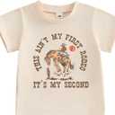 Toddler Baby Girl Boy 2nd Birthday Outfit This Ain't My First Rodeo Its My Second Short Sleeve T-Shirt Summer Clothes (Brown)