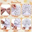 2 x Gatherfun Autumn Children School Party Decor, 12ct Fall Thanksgiving Paper Headbands - Color Your Own Turkey Activity Headbands, Thanksgiving Party Craft Activities & Turkey Party Favors