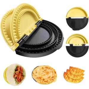 3-in-1 Tortilla Sealer and Crimper Press for 6, 8, 10 Inch Wraps | Makes Sealed Quesadillas, Burritos, Tacos, Empanadas & Calzones | BPA-Free & Dishwasher Safe