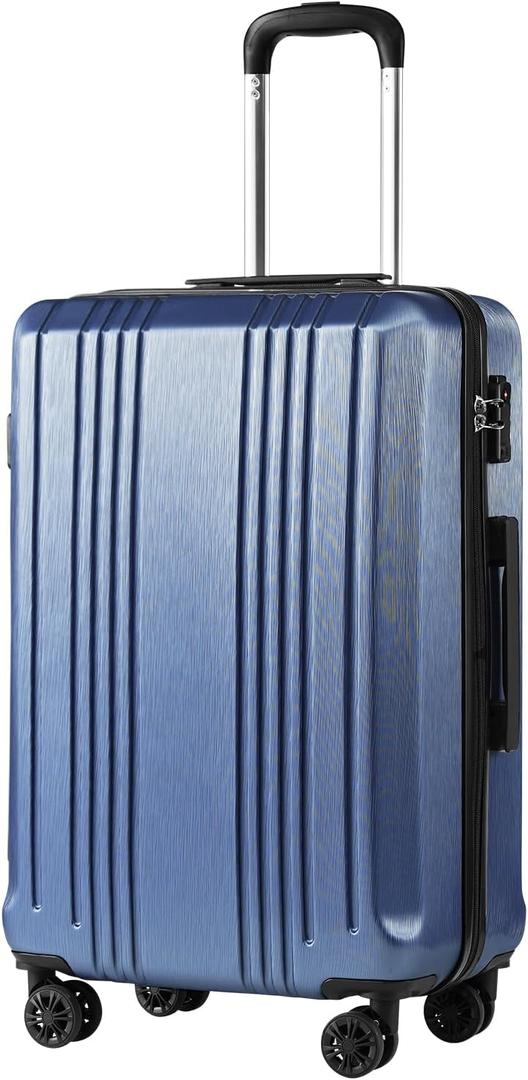 Coolife Luggage Suitcase PC+ABS with TSA Lock Spinner Carry on Hardshell Lightweight 20in 24in 28in(ice blue, S(20in_carry on))