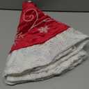 XAMSHOR Red Christmas Tree Skirt 32 Inches Snow Sequin Embroidery with White Trim Border Decor for Xmas Holiday Party Ornaments