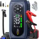 YaberAuto 5000A 150PSI Car Battery Jump Starter with Air Compressor & Gloves, Car Jumper Starter Portable with Tire Inflator, 12V Jump Box (9L Gas/8L Diesel) Jumper Cables, 18W Fast Charge 800LM Light