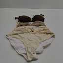 B2prity One Piece Swimsuit for Women Cutout Monokini Color Block Bathing Suit Ruched Sexy Swimwear (Medium, Brown Beige)
