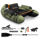 Goplus Inflatable Fishing Float Tube w/Pump & Storage Pockets & Fish Ruler Green