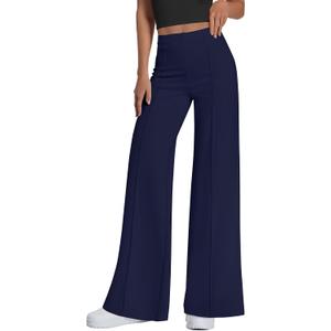 PRETTYGARDEN Women's Wide Leg Palazzo Pants 2026 Dressy Casual Lounge Workout Sweatpants High Waisted Trousers (Blue, XS)