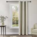 ChrisDowa Blackout Curtains 72 inches Long for Bedroom - Grommet Thermal Insulated Room Darkening Curtains for Living Room (1 Panel, Beige, 42 x 72 Inch)