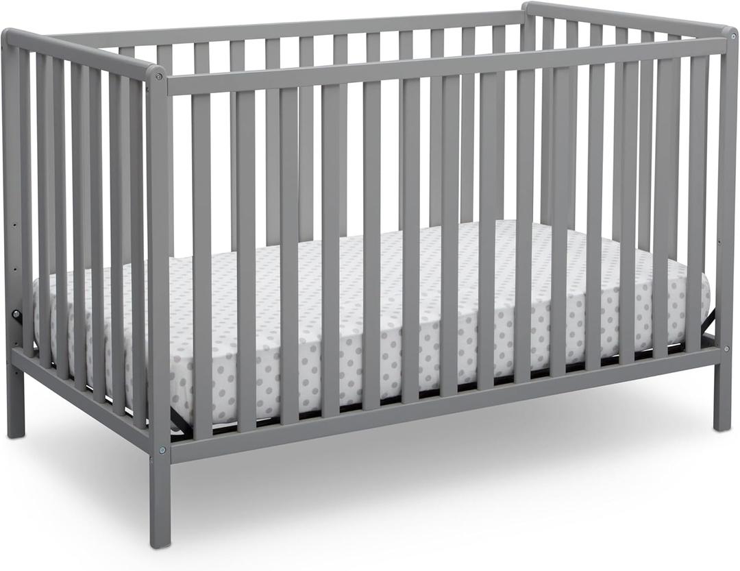 Delta Children Heartland 4-in-1 Convertible Crib - Greenguard Gold Certified, Grey, 54.25"L x 29.5"W x 35"H