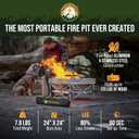 Fireside Outdoor Portable Fire Pit for Camping, Portable Fire Pit Grill for Backyard, Outdoor Firepit with Heat Protect, Camping Firepits, Standing Bonfire Outside for Backyard, 8 lb Weights - 24 inch