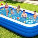 Extra Large Inflatable Pool for Adults, 145" x 74" x 22" Oversized Blow Up Family Swimming Pool, Durable Thickened Above Ground Pool for Backyard, Outdoor, Garden, Summer Water Party
