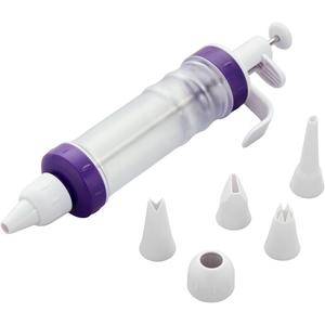 Wilton Dessert Decorator - The Kit Includes a Plunger-Style Tool, 2 Couplers, 1 Fill Tip, 4 Decorating Tips, Plastic, White & Purple