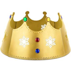 QEQEKAKA Metal Christmas Tree Collar Decorations 23Inch Gold Crown Christmas Tree Ring Collar 4-Panel Hollow Snowflakes & Acrylic Gem Inlays, for Xmas Home Indoor & Outdoor Holiday Party Decor