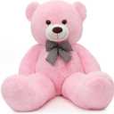 MorisMos Bow Tie Giant Teddy Bear 4 Feet, 47inch Classic Stuffed Animals Plush, Daughter Girlfriend Birthday Gift, Party Fover, Pink