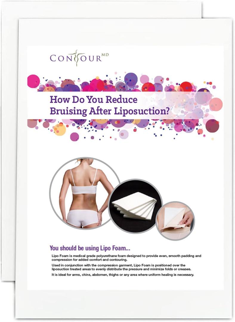 ContourMD Medical Grade Post Lipo Foam Compression Sheets  Post Surgery Compression Garment after Liposuction, Tummy Tuck, AB Flattening, BBL, & More  Surgery Recovery Supplies (3-Sheet Set) (8x11 Inch (Pack of 3))