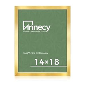 Annecy 14x18 Picture Frame Gold（1 Pack）, 14 x 18 Picture Frame for Wall Decoration, Classic Gold Minimalist Style Suitable for Decorating Houses, Offices, Hotels