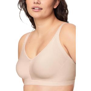 Warners Easy Does It Underarm-Smoothing with Seamless Stretch Wireless Lightly Lined Comfort Bra (Large, Butterscotch)