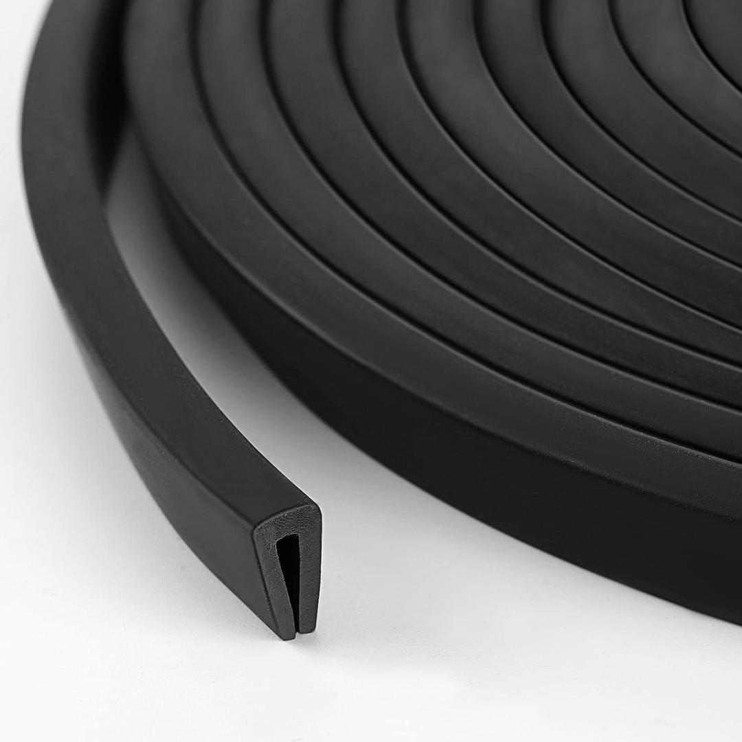 Kingdder Rubber Edge Trim 1/8" U Channel Sheet Metal Edge Protector Door Seal Strip Guard Weather Resistance Fits for Car Doors Steel Plates Glass Hatches Table Corners(20 Feet)