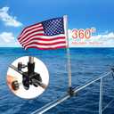 2 Pack Boat Flag Kit – 12"x18" American Flag with 50 Embroidered Stars & Orange Safety Flag, 2× Stainless Steel Boat Flag Poles, 2× Adjustable Flagpole Holders, Storage Bag Included – for Pontoon, Kayak, Water Ski & Tow Sports (12“x18”)