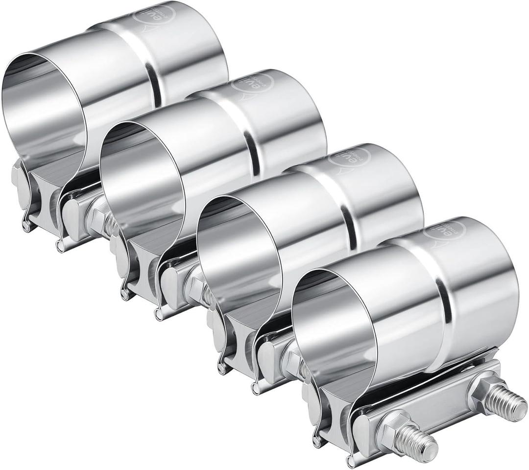 EVIL ENERGY 2.5'' Exhaust Clamp, 2 1/2 in Lap Joint Band Clamp Stainless Steel for Pipes, Mufflers, Catalytic Converters (4Pcs, 2.5 inch)
